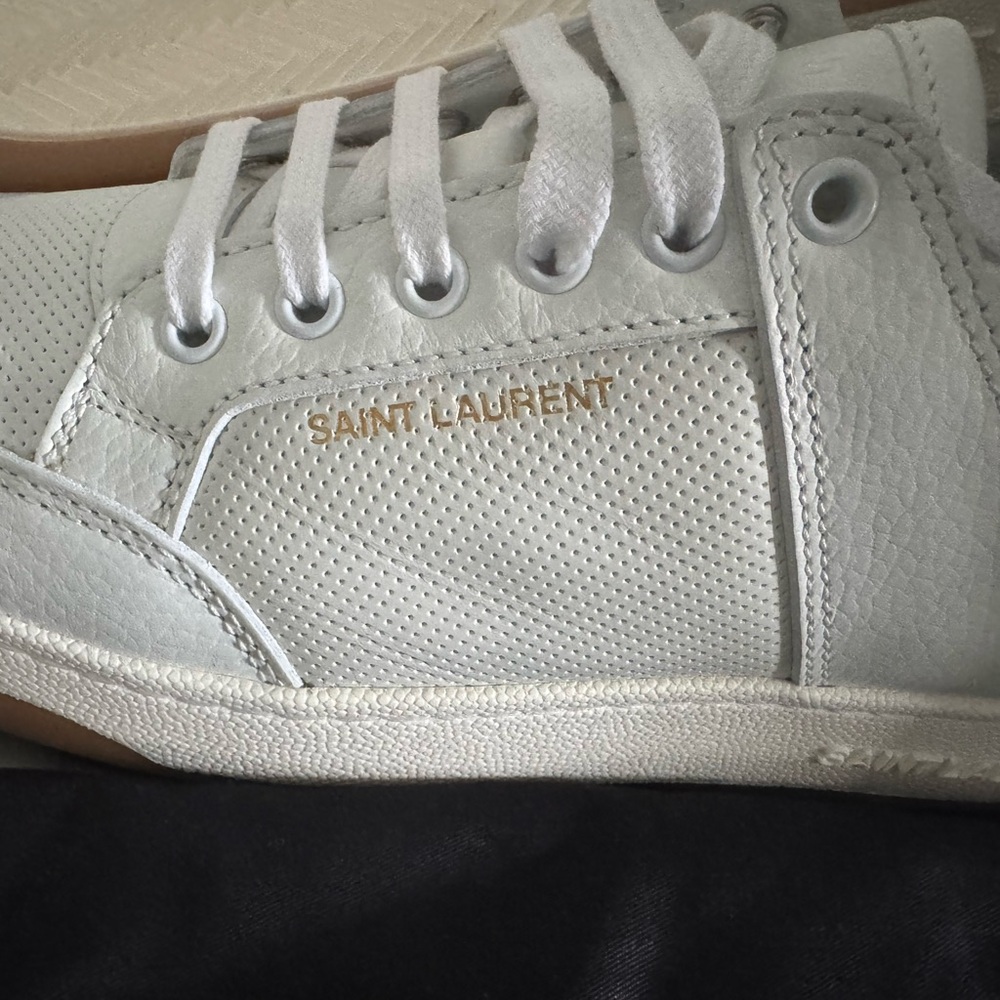 Saint Laurent White and Tan Unisex Sneakers - Picture 8 of 11